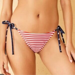 Wild Fable Red Striped Bikini Bottom with Blue Ties